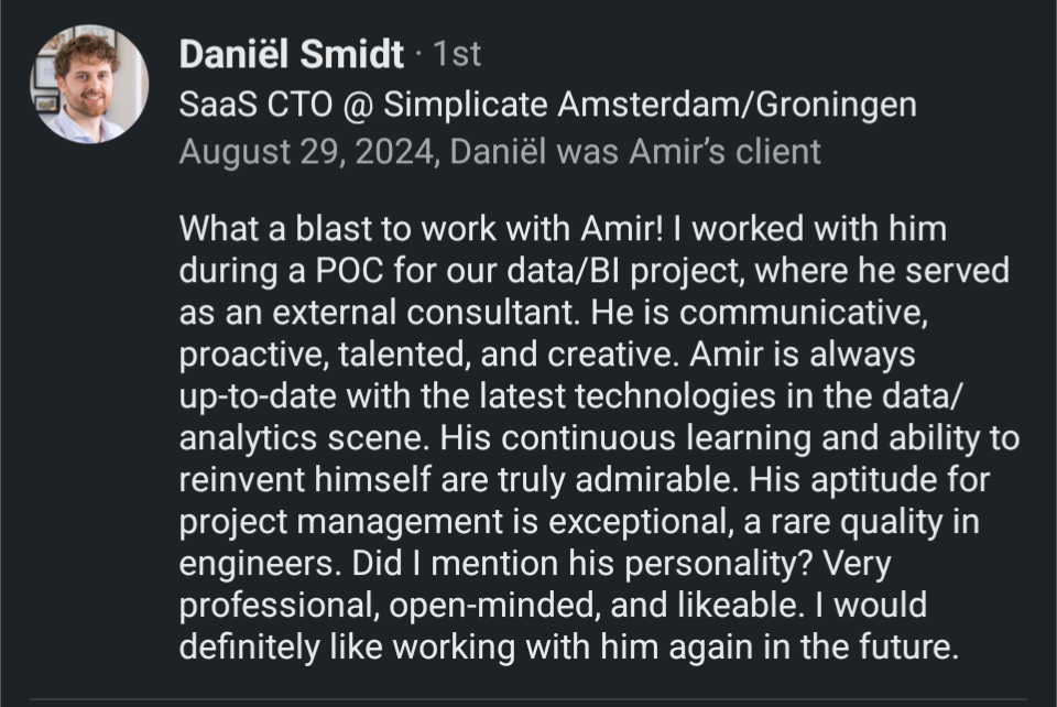 recommendation daniël